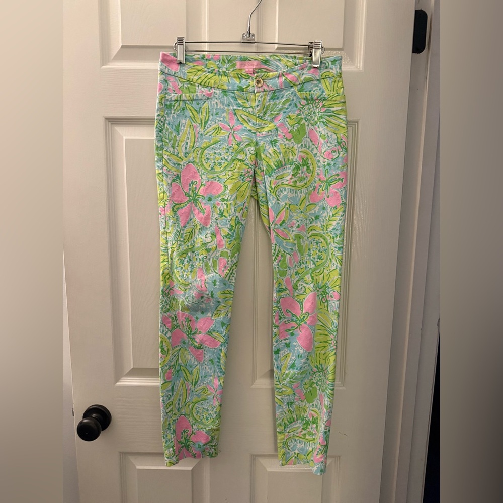 Lilly Pulitzer Kelly Skinny Ankle Pants in Coconut Jungle, Sz 0 - Picture 2 of 3